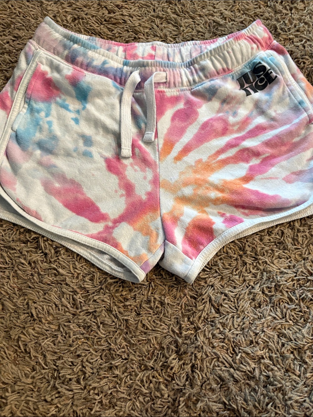 Justice Tie-Dye Athletic Lounge Shorts - Pink, Orange, Blue